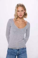 Springfield Playera escote pico lencera gris