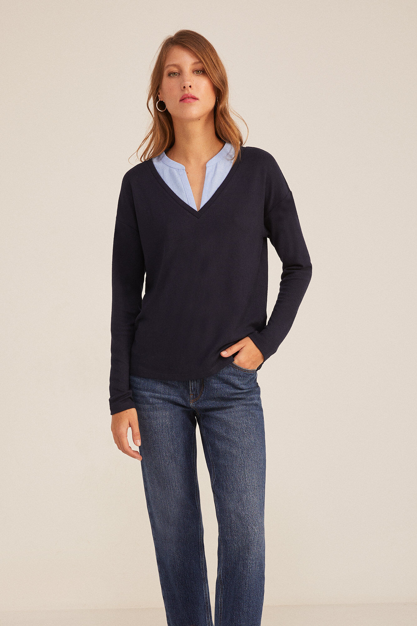 Springfield Playera Punto Cortado Bimateria marino