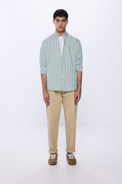 Springfield Camisa popelín rayas verde