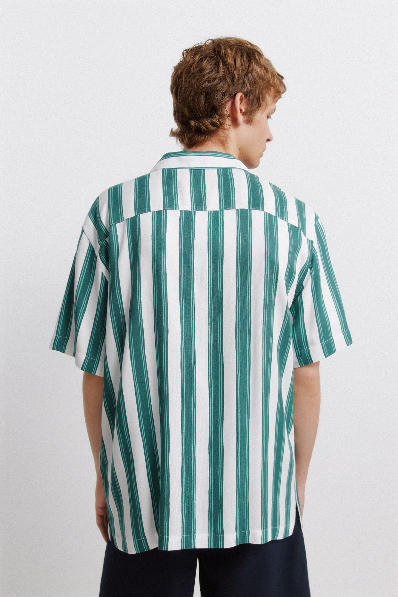 Springfield Camisa de manga corta de viscosa a rayas verde