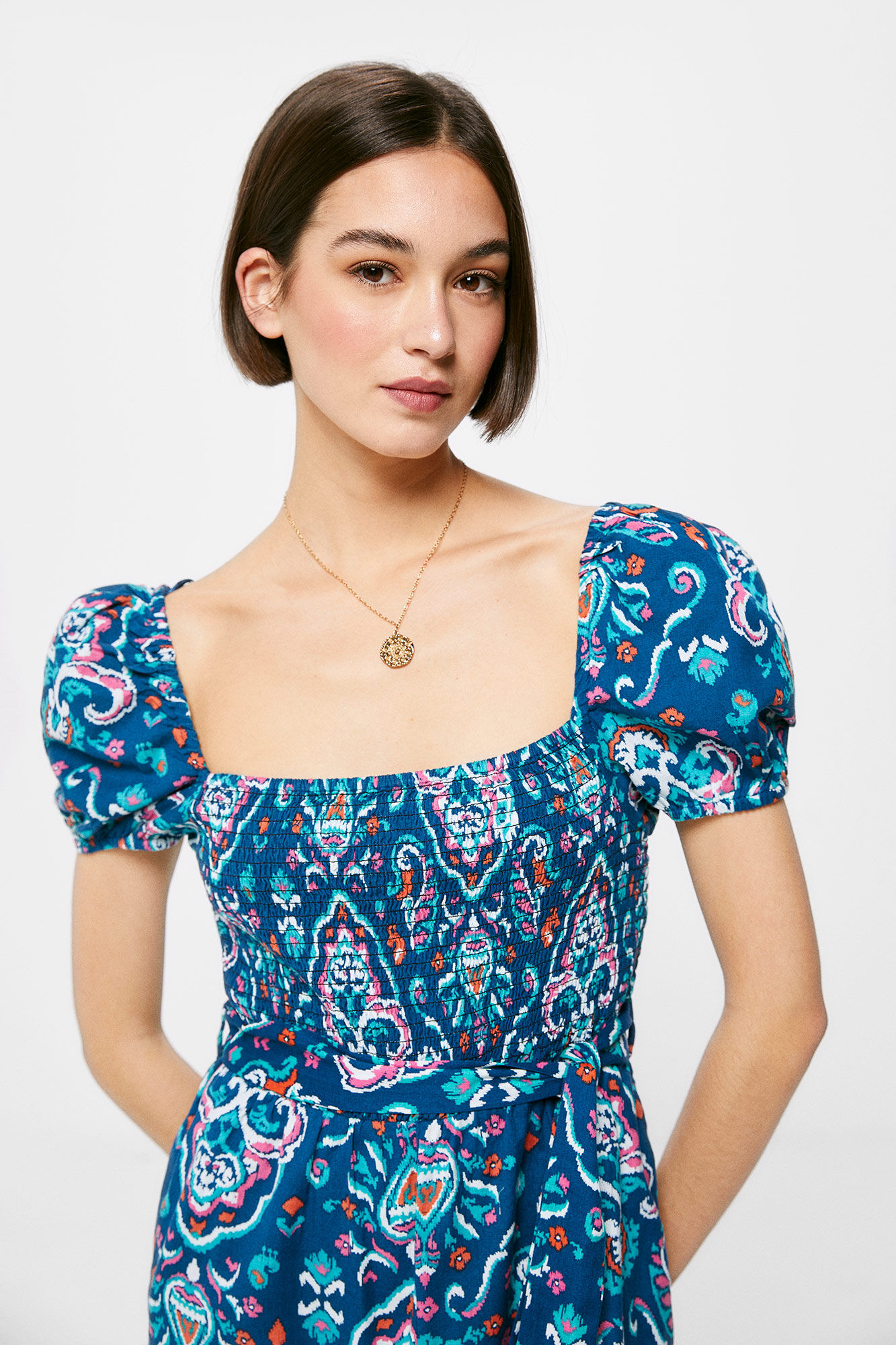 Springfield Mono Estampado Lino Algod&oacute;n marino