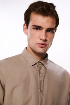 Springfield Camisa algodón cepillado café