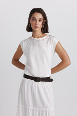 Springfield Playera sin mangas con bolitas blanco