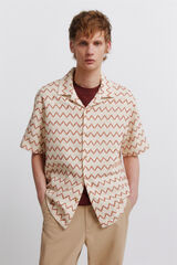 Springfield Camisa bowling de tejido estampado blanco