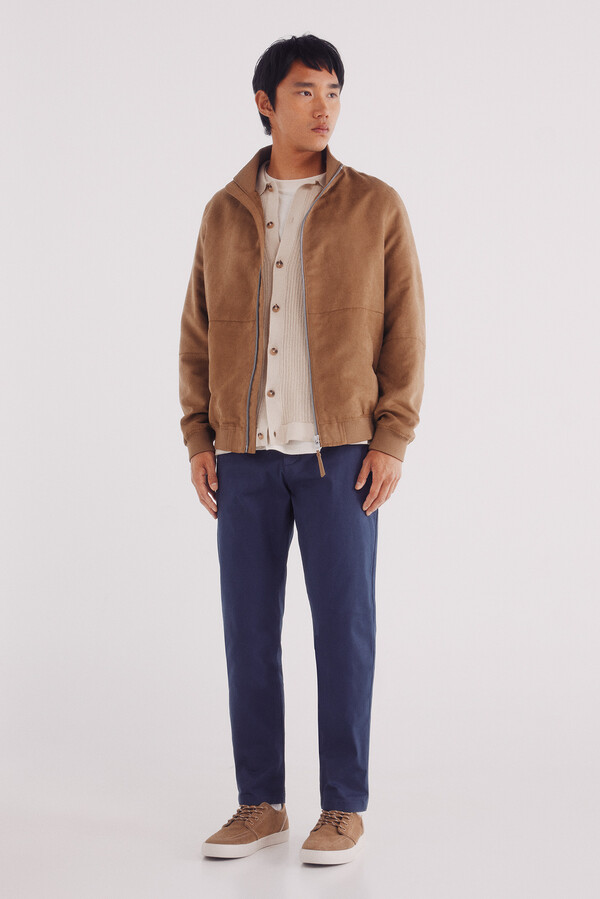 Springfield Pantalón chino microestampado slim fit azul indigo