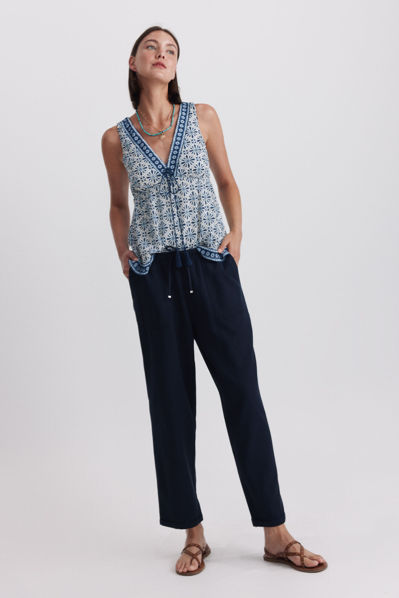 Springfield Top estampado cenefa blanco
