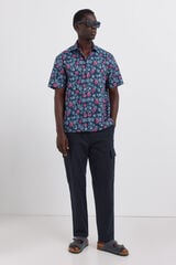 Springfield Pantal&oacute;n cargo de lino slim fit azulado