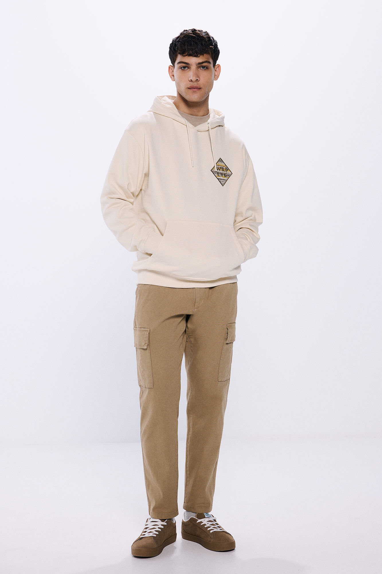 Springfield Sudadera capucha pareche &eacute;tnico blanco