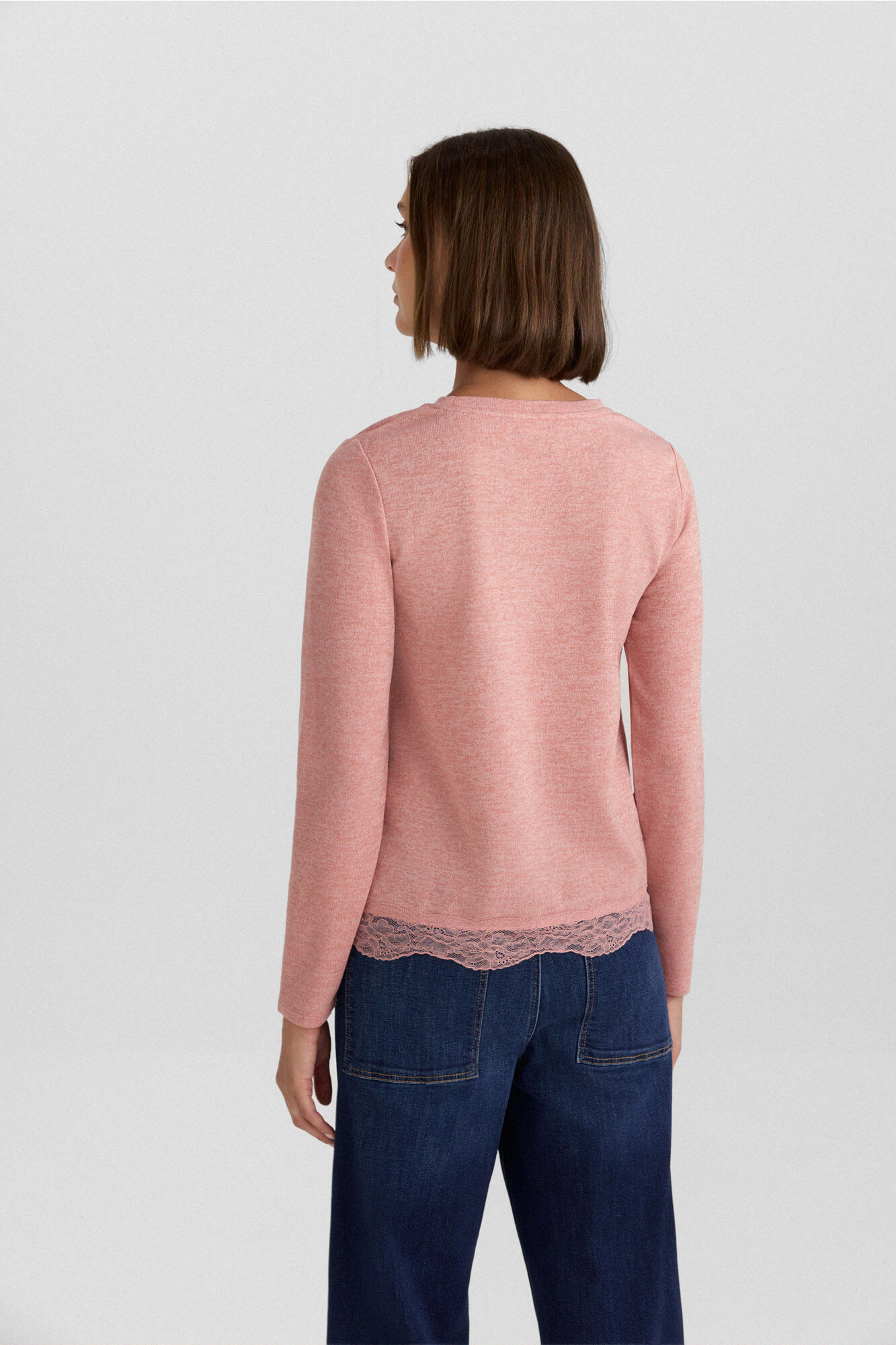 Springfield Playera manga larga de encaje rosa