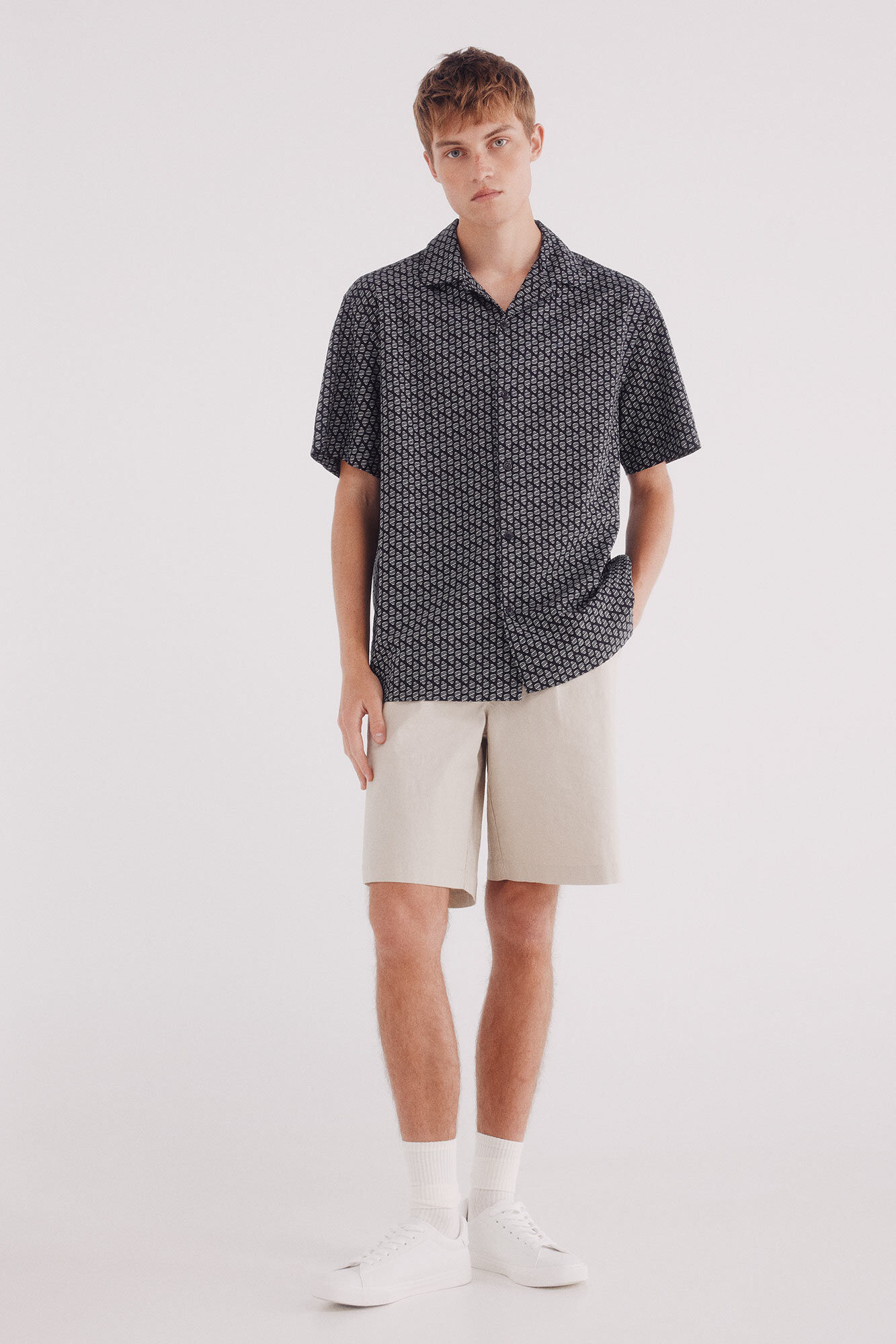 Springfield Camisa bowling manga corta estampada negro