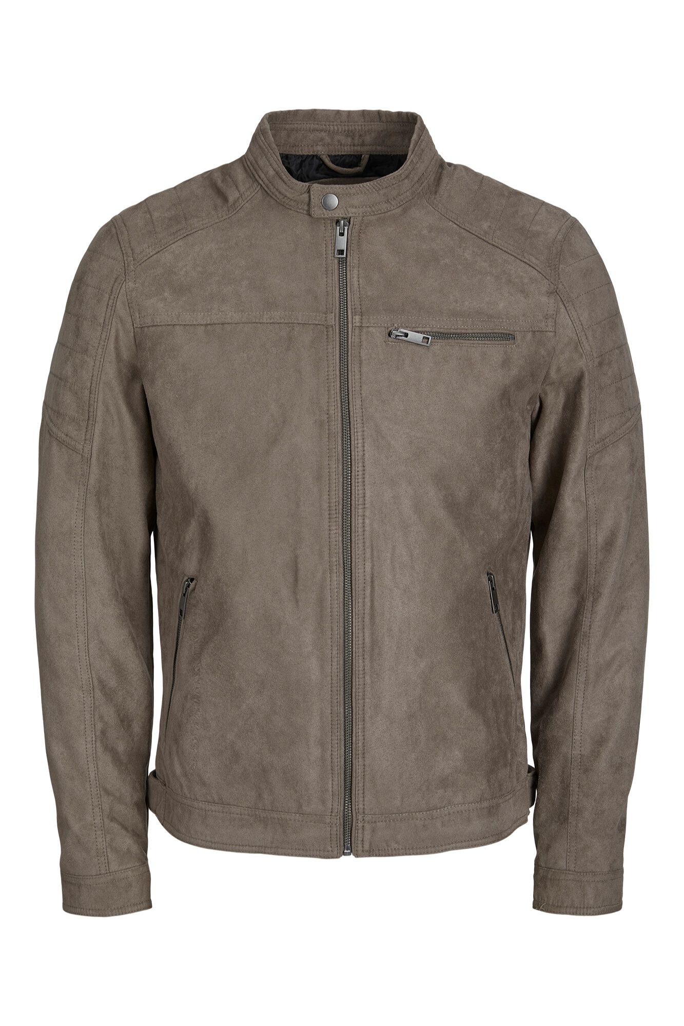 Jack & Jones Chamarra biker efecto ante gris