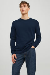 Jack & Jones Su&eacute;ter de algod&oacute;n cuello redondo marino