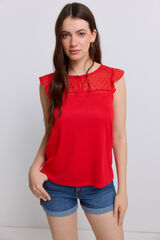 Springfield Playera bimateria plumet&iacute; rojo