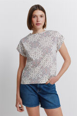 Springfield Playera de manga doblada beige