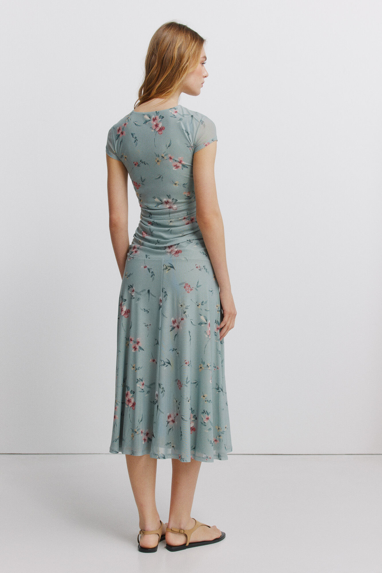Springfield Vestido midi con frunces verde