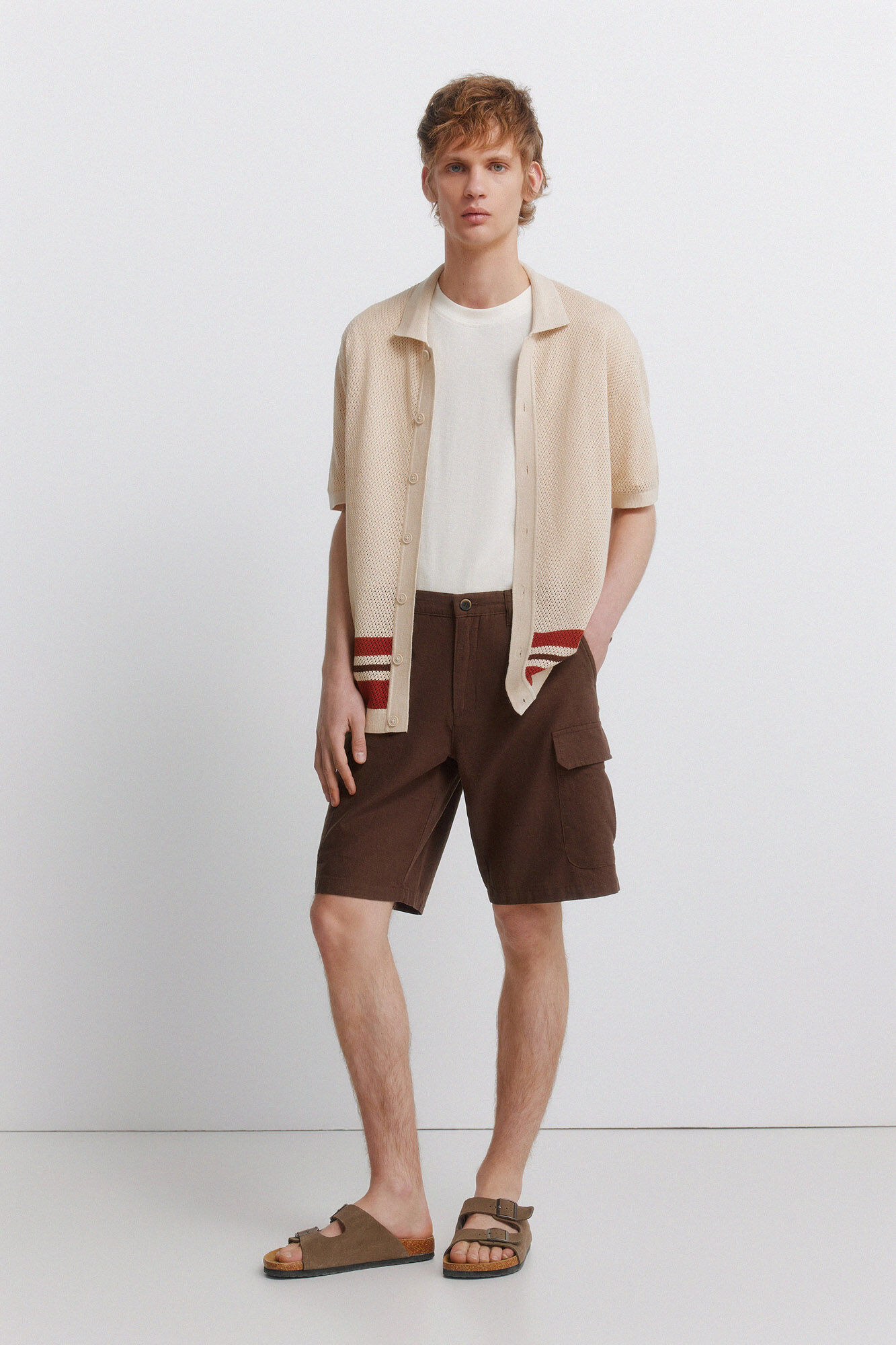 Springfield C&aacute;rdigan con estructura de rayas posicionales beige