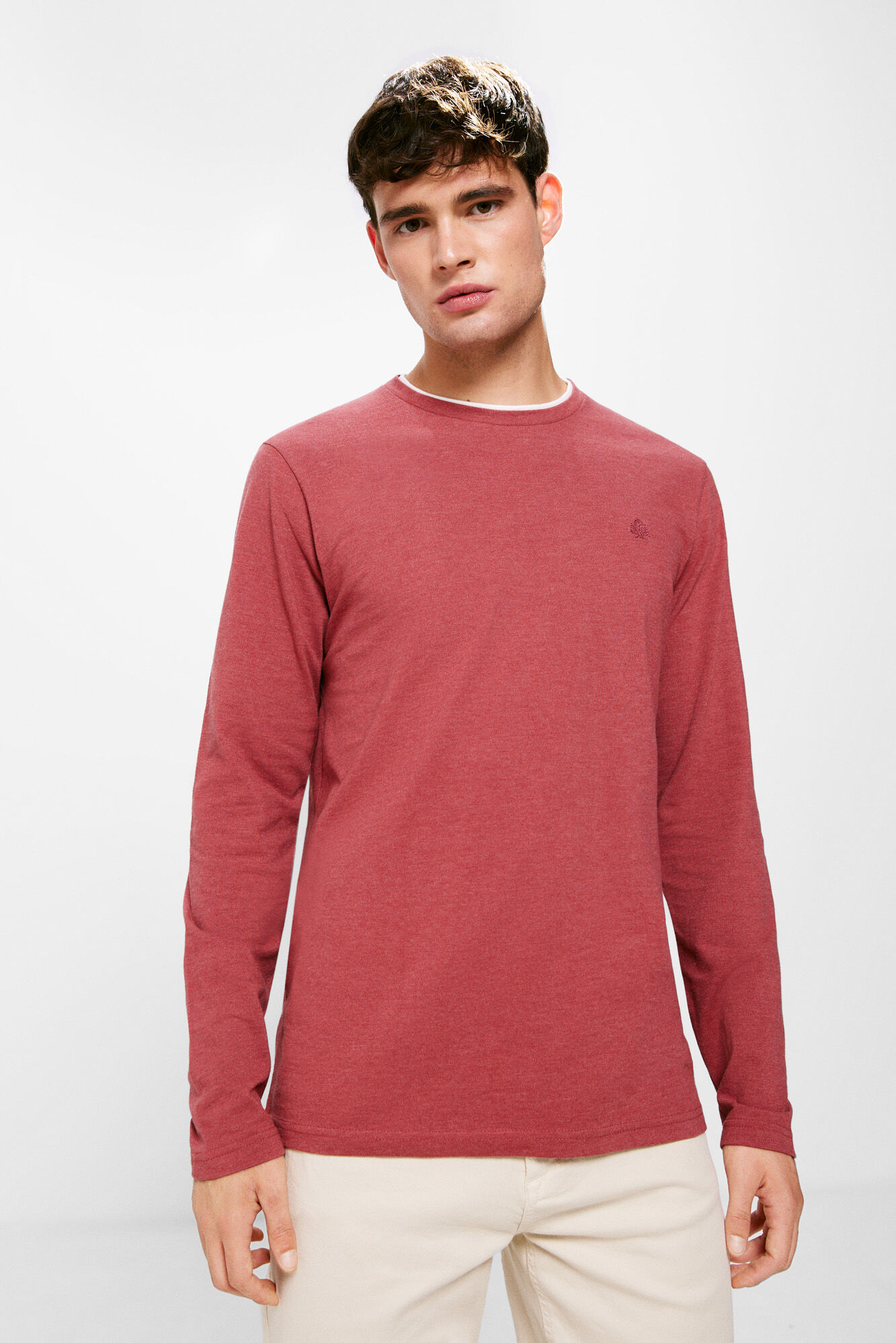 Playera manga larga melange doble Playeras de hombre