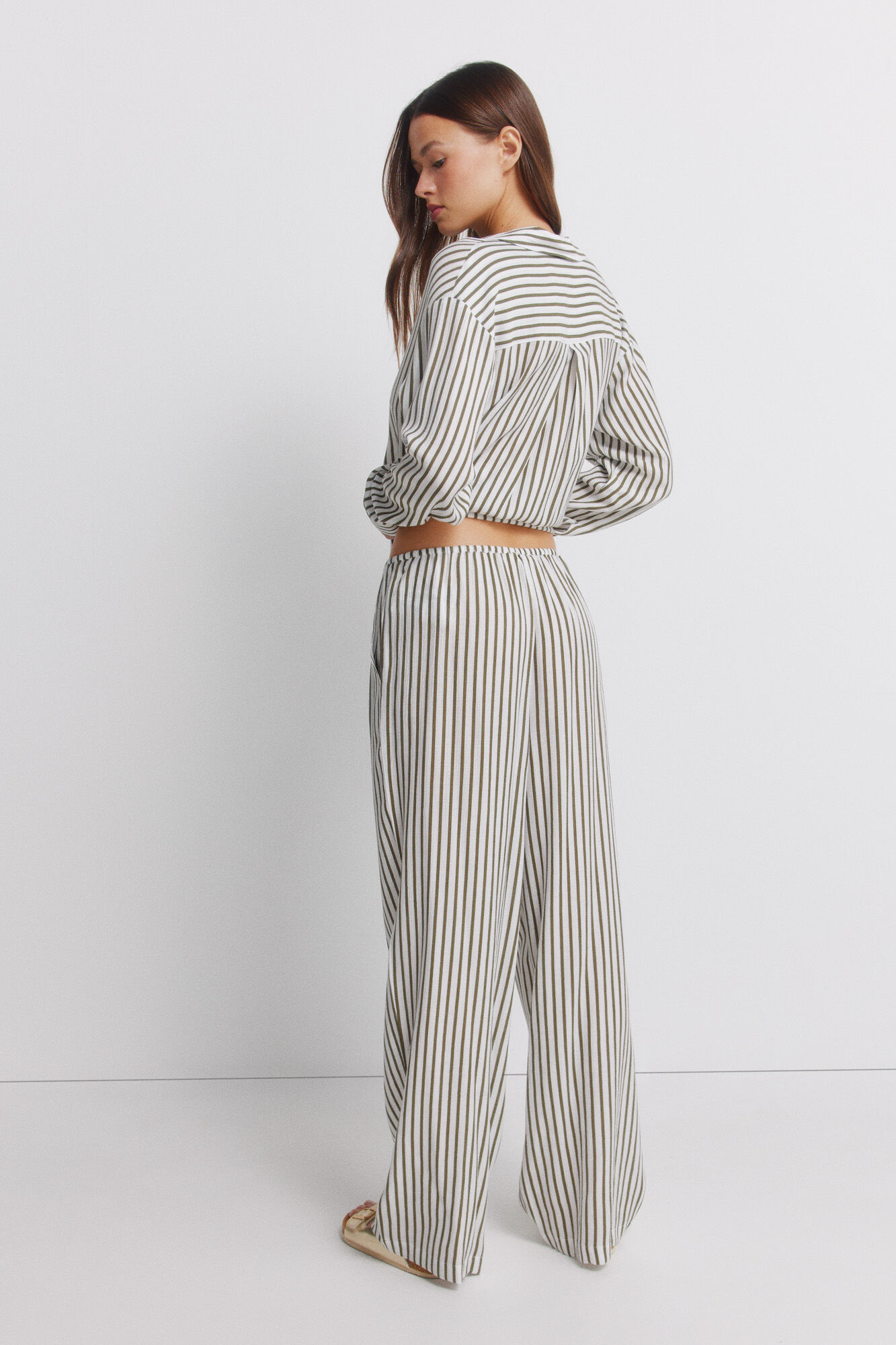 Springfield Camisa de manga larga a rayas khaki