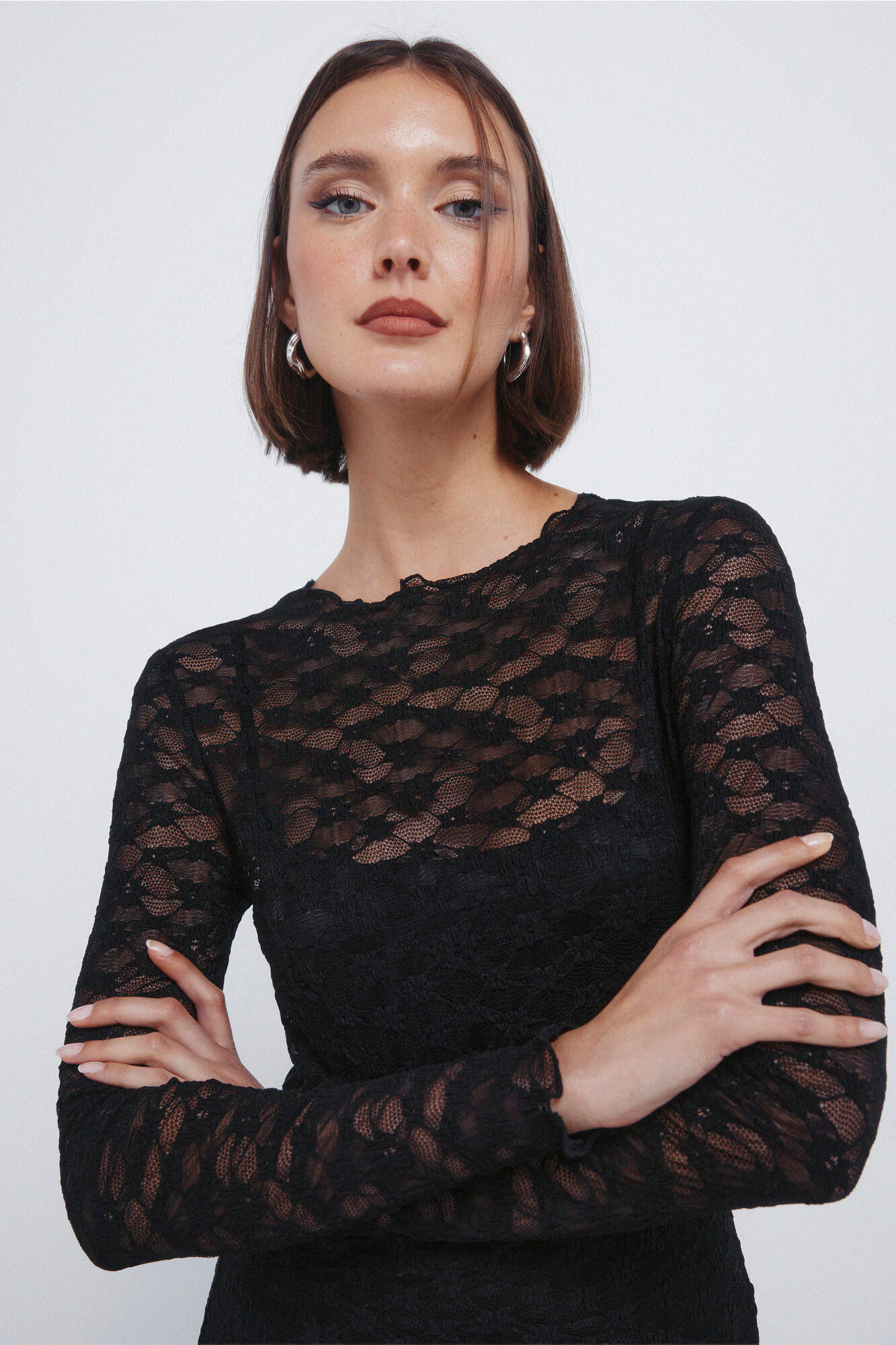 Springfield Vestido midi de encaje asim&eacute;trico