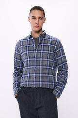Springfield Camisa cuadros melange azul