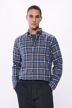Springfield Camisa cuadros melange azul