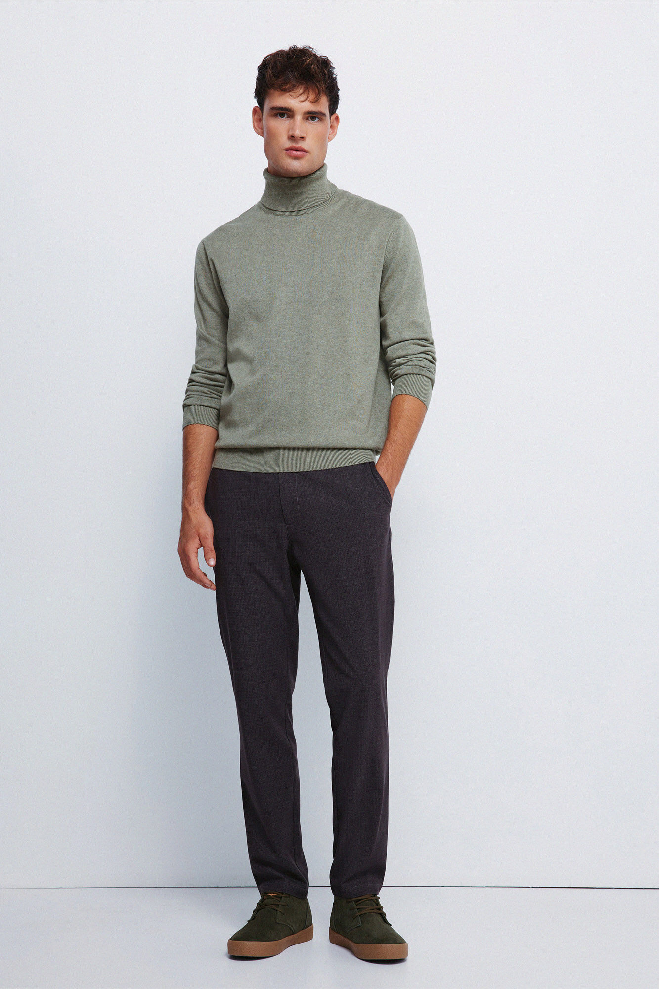 Springfield Jersey b&aacute;sico de cuello alto kaki