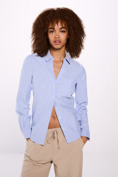 Springfield Camisa oxford escote pico azul mezcla