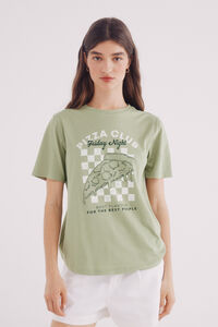 Springfield Playera "Pizza club" marfil