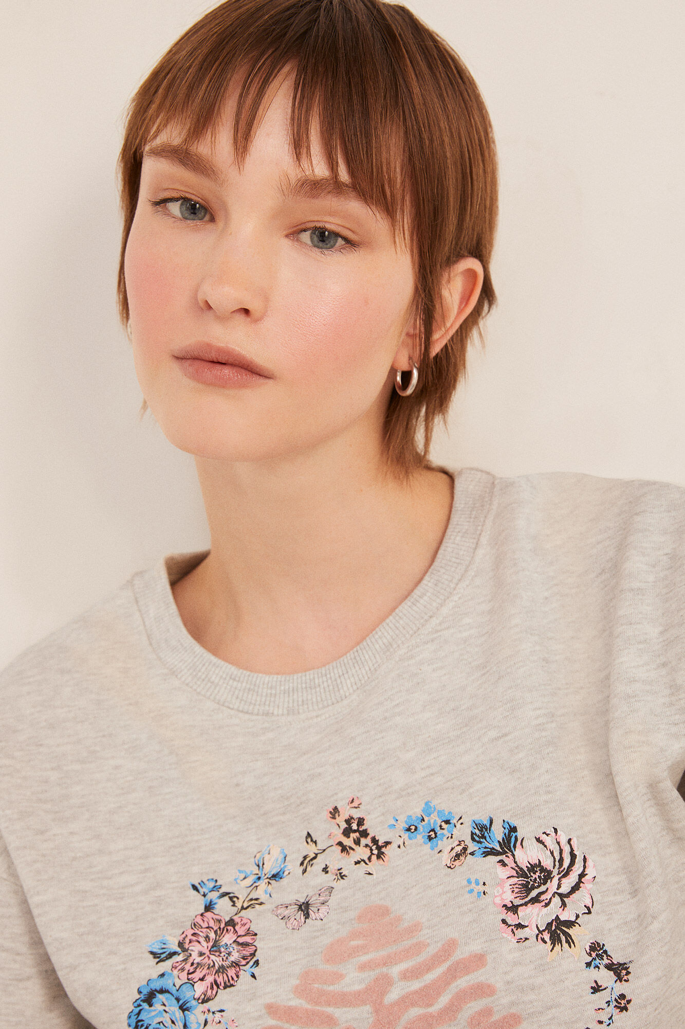 Springfield Sudadera &Aacute;rbol C&iacute;rculo Flores beige