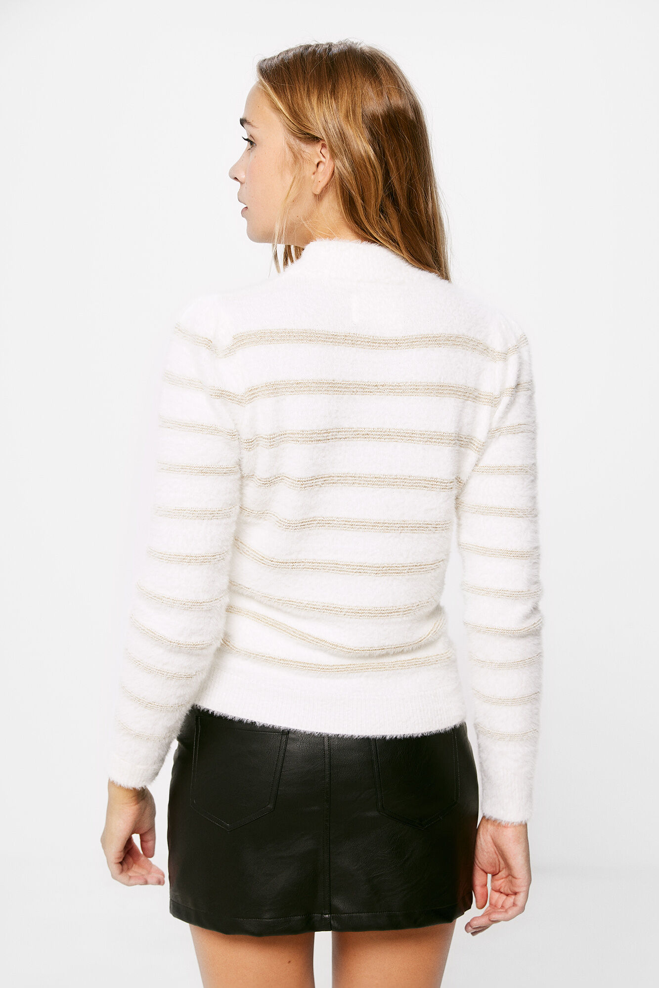 Springfield Su&eacute;ter Rayas Lurex Pelo blanco