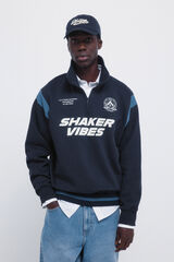 Springfield Sudadera con corte estampado azul