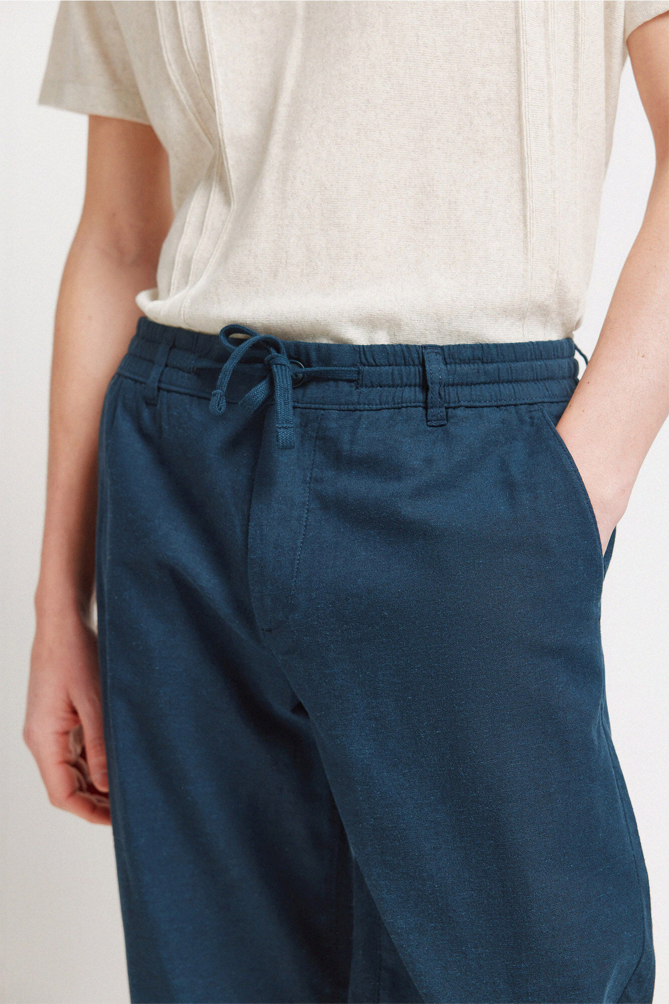 Springfield Pantal&oacute;n chino comfort fit de lino azul