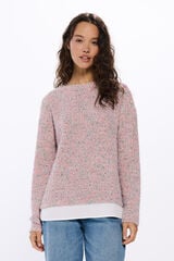 Springfield Playera chenilla combinada botones hombro rosa