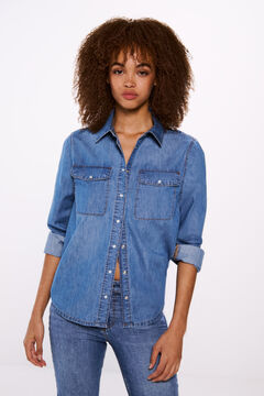 Springfield Camisa denim azul