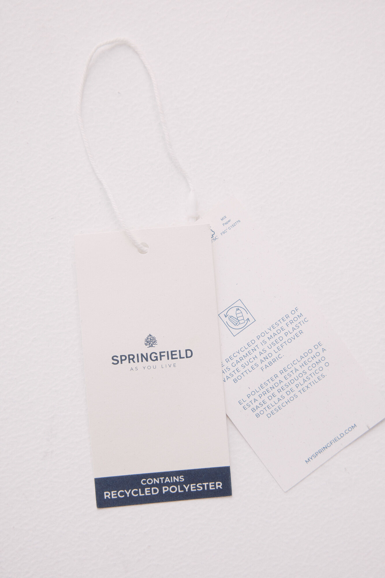 Springfield Vestido corto bordado suizo natural