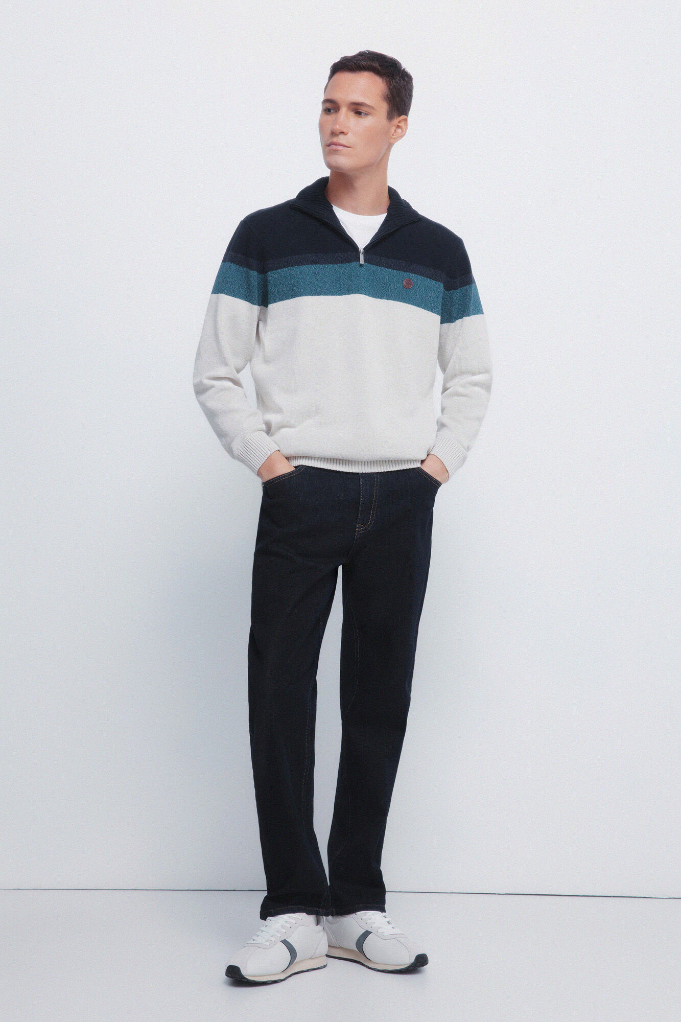 Springfield Jersey con cierre y bloques de color azul