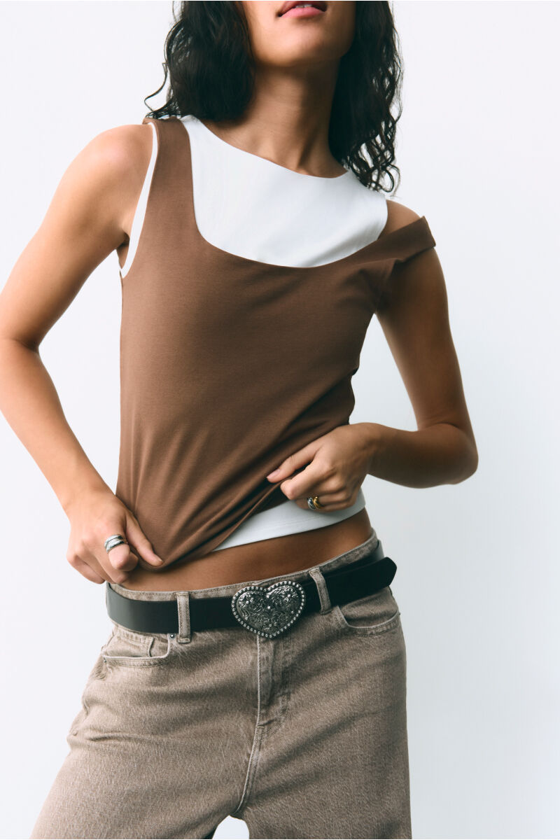 Springfield Playera de tirantes de doble tejido