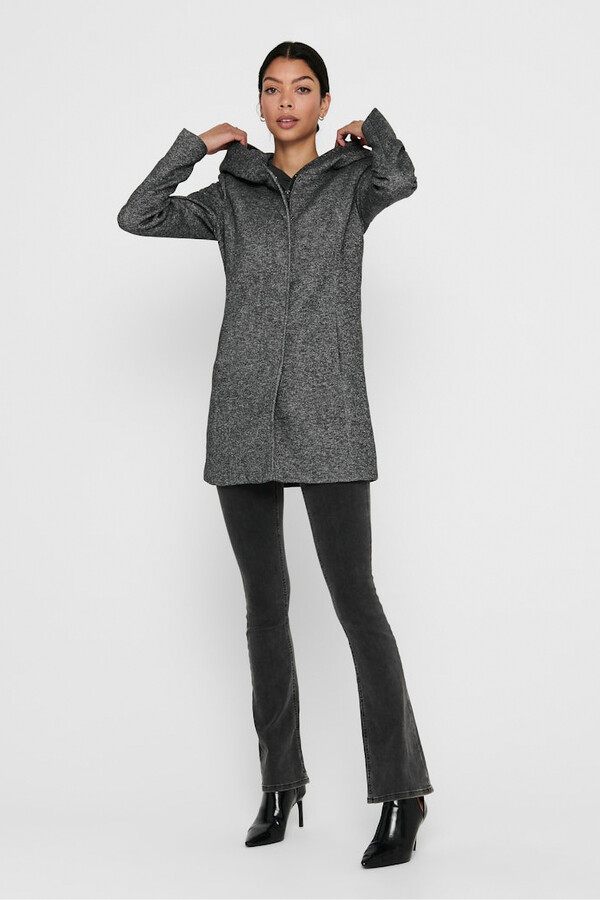 Only Abrigo midi de paño gris