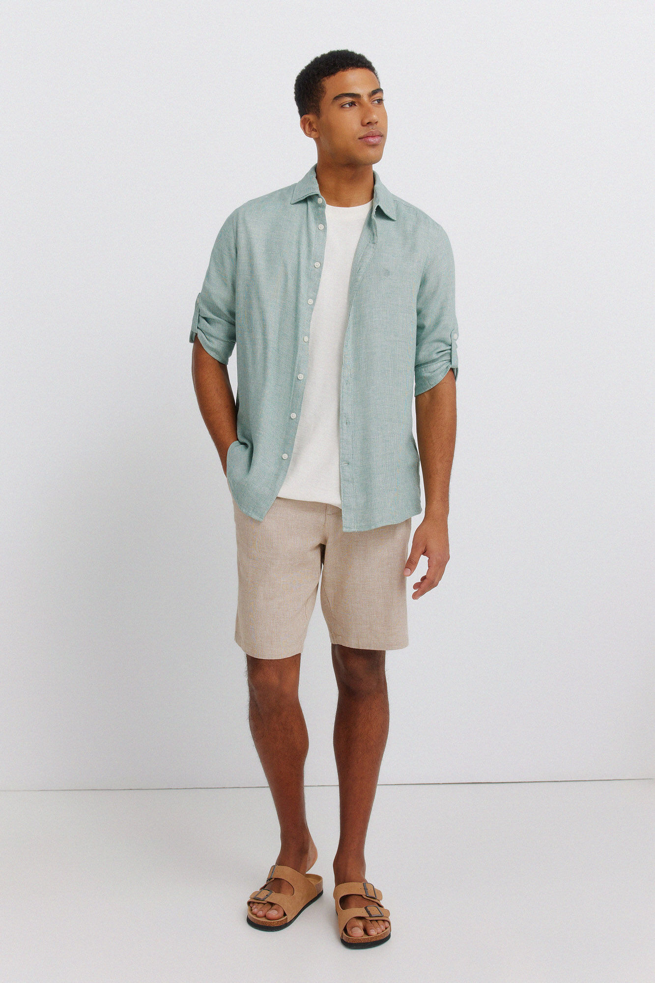 Springfield Camisa manga 3/4 de lino viscosa