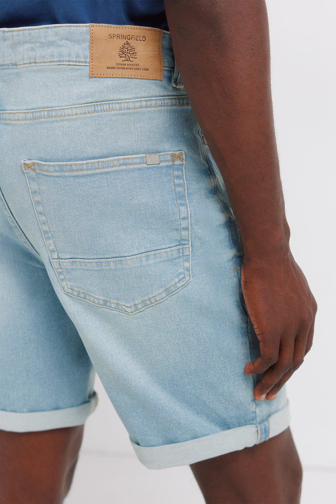 Springfield Bermudas ligeras slim fit de mezclilla azul