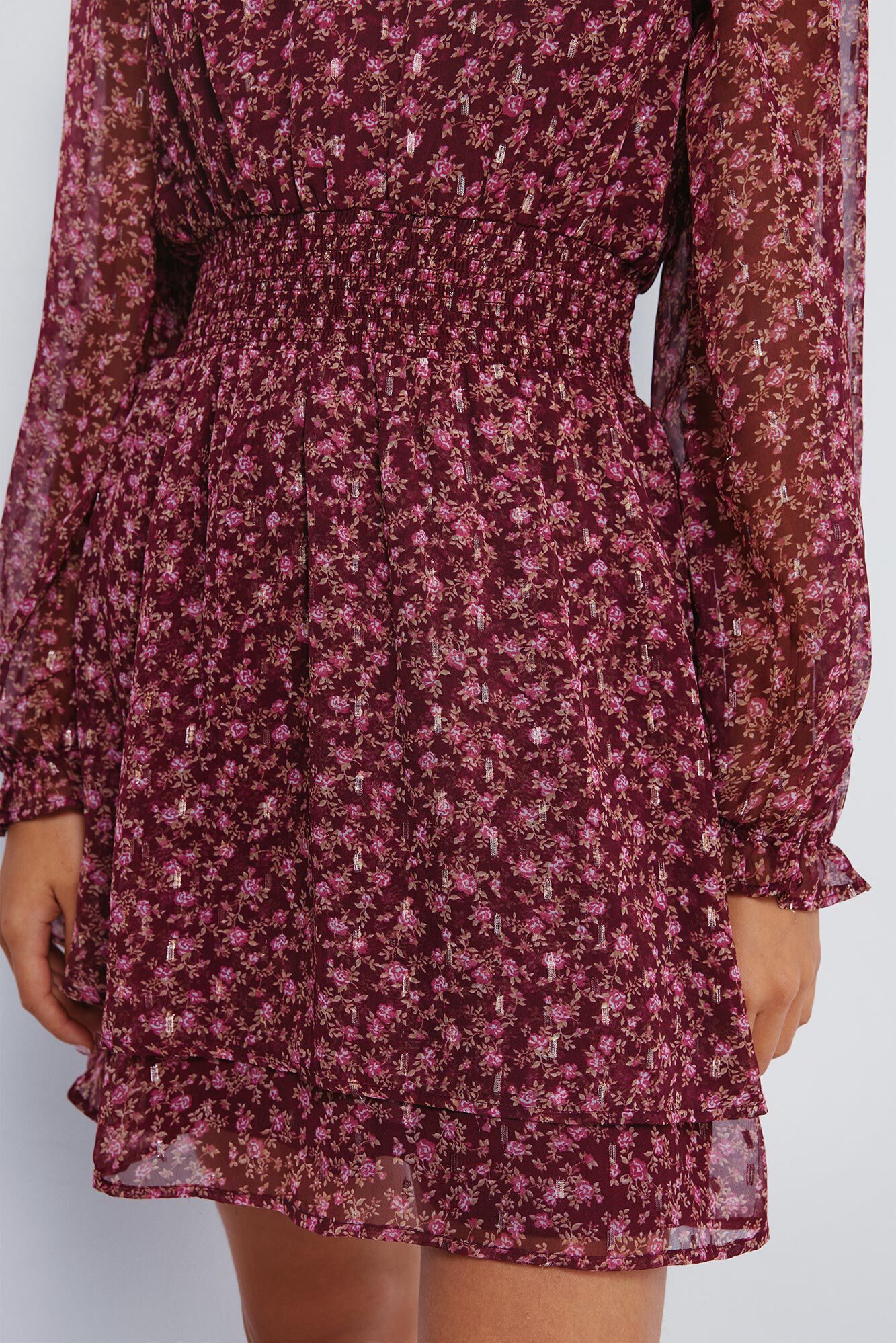 Springfield Vestido corto short con falda de doble capa naranja