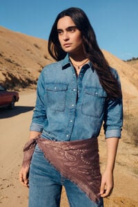 Springfield Camisa denim con bolsillos de algod&oacute;n