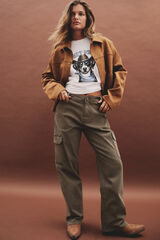 Springfield Pantalones cargo algodón kaki