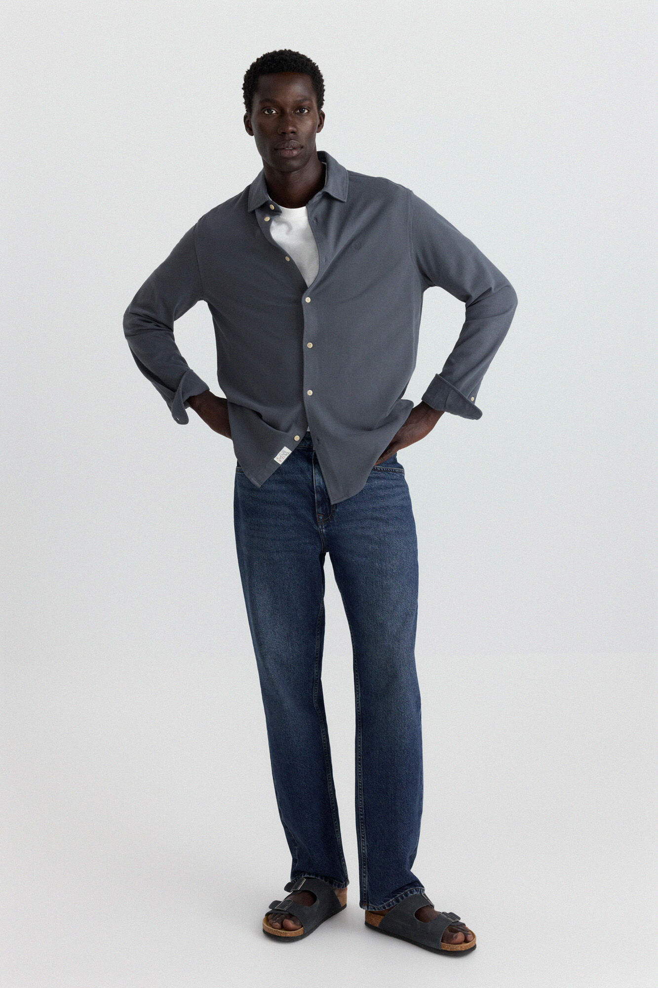 Springfield Camisa de piqu&eacute; azul indigo