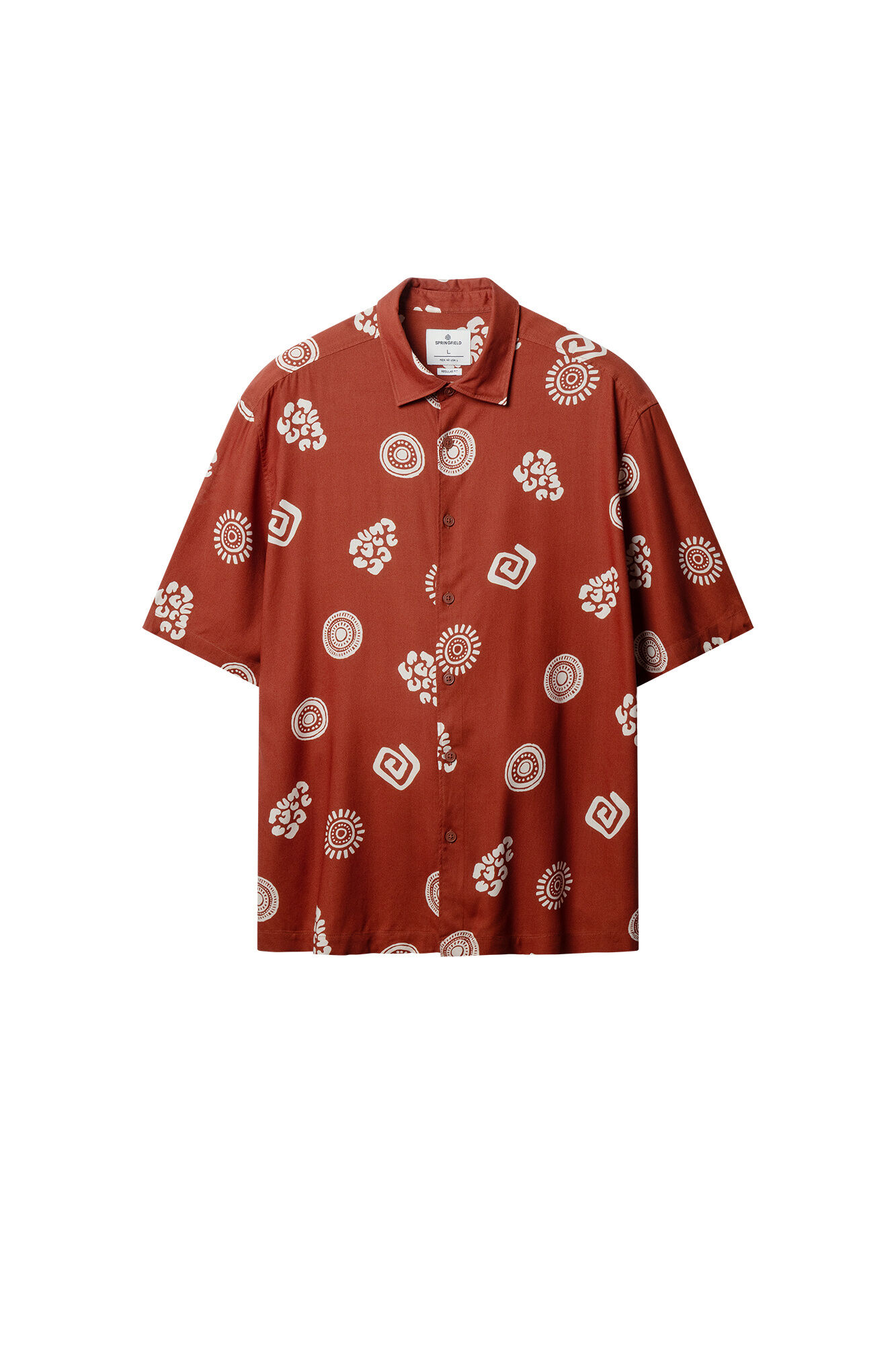 Springfield Camisa de manga corta de viscosa estampada naranja