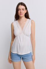 Springfield Playera sin mangas de crochet blanco