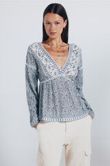 Springfield Blusa boho cenefa blanco