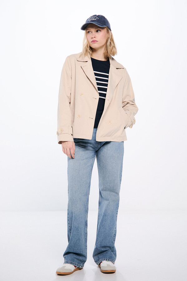 Springfield Gabardina corta doble botón estampado
