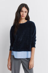 Springfield Playera Chenilla bimateria azul