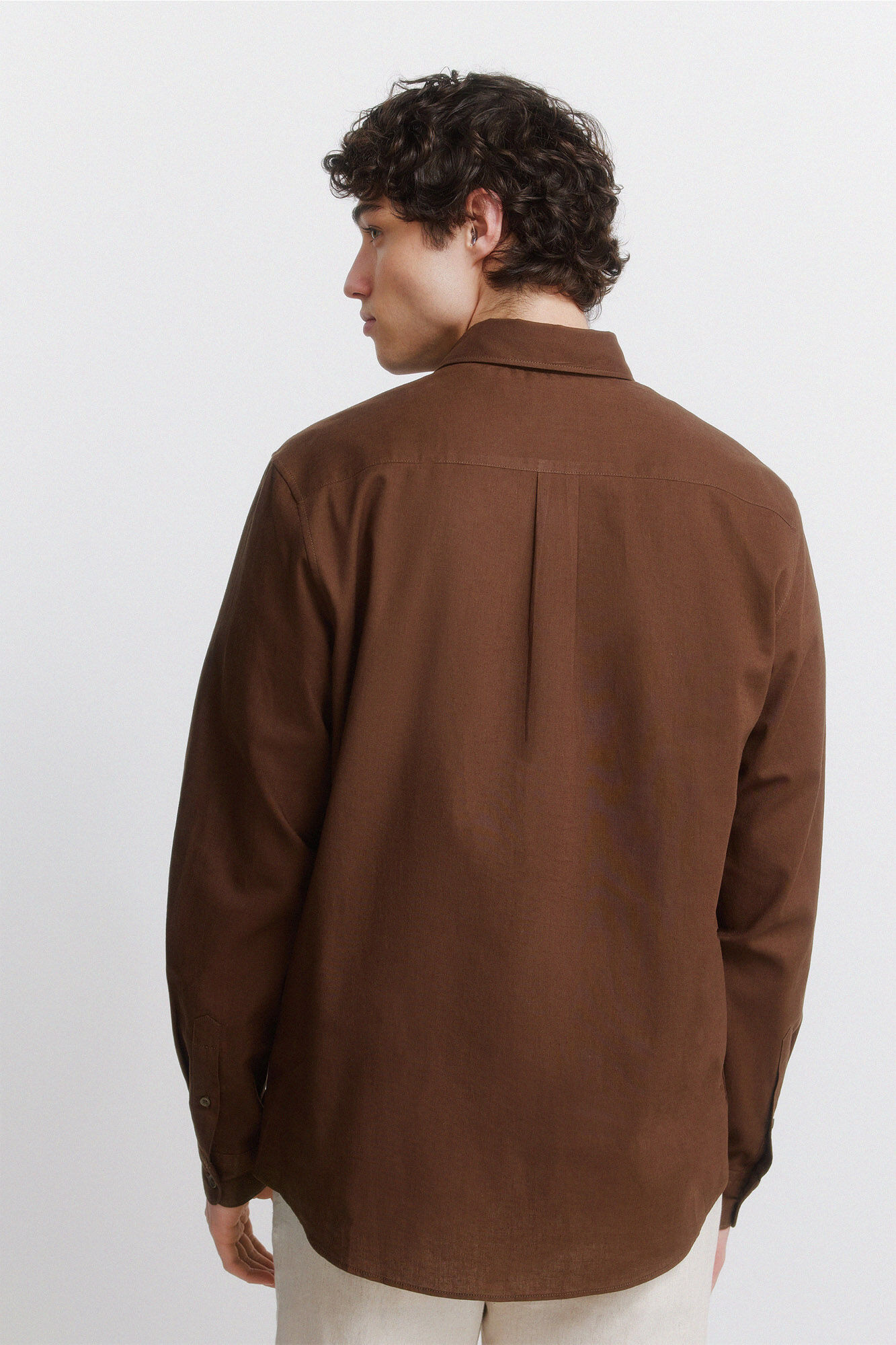 Springfield Camisa de lino caf&eacute;